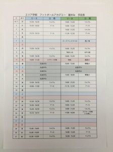 夏休みのスケジュール U-6・8